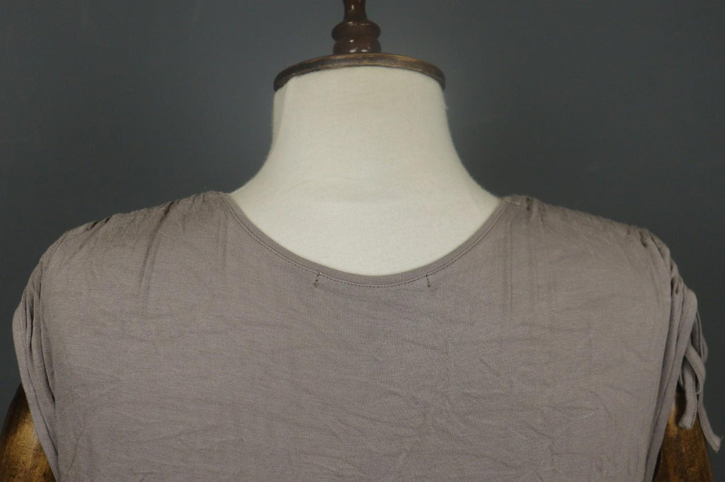 GUDRUN SJODEN Gray Viscose Blend Scoop Neck Shoulder Tie Babydoll Dress – Size M