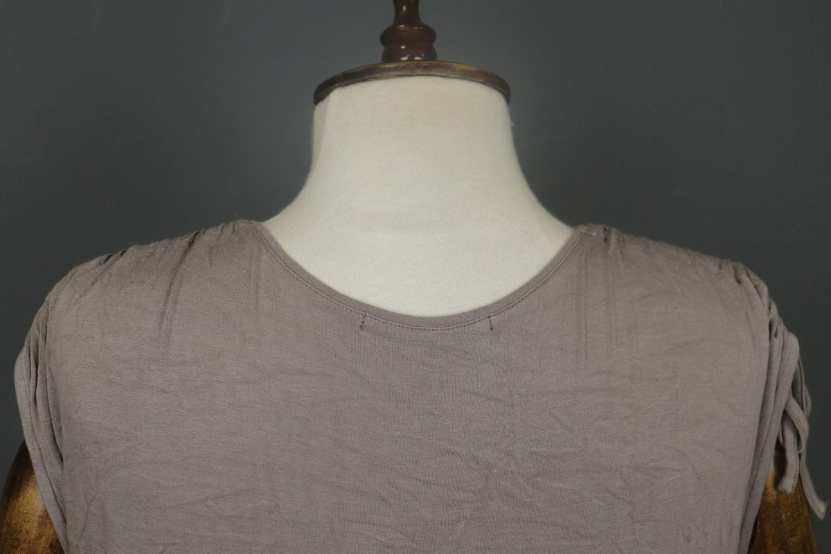 GUDRUN SJODEN Gray Viscose Blend Scoop Neck Shoulder Tie Babydoll Dress – Size M