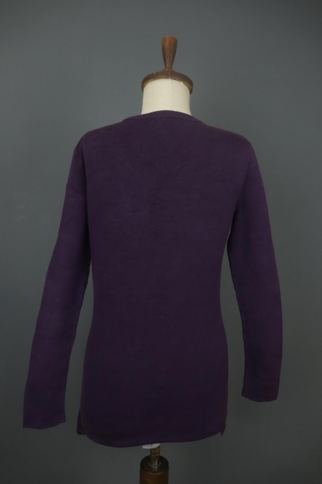 BURBERRY BRIT Purple Cotton Tight Knit Beaded Front Long Sleeve Sweater – Size S