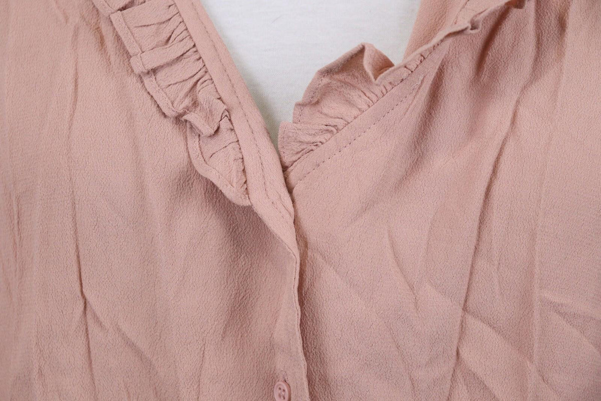 BA&SH Pink Long Sleeve Ruffle Button Down Shirt – Size 3