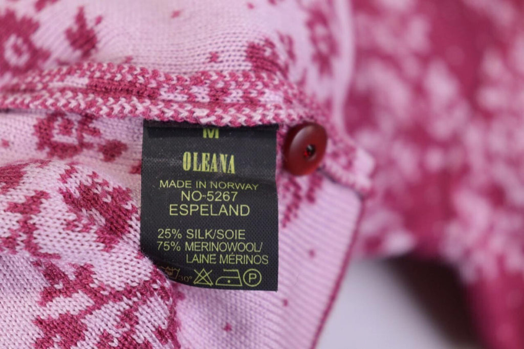 OLENA ESPELAND Pink Floral Wool Silk Knit Cardigan Sweater – Size M