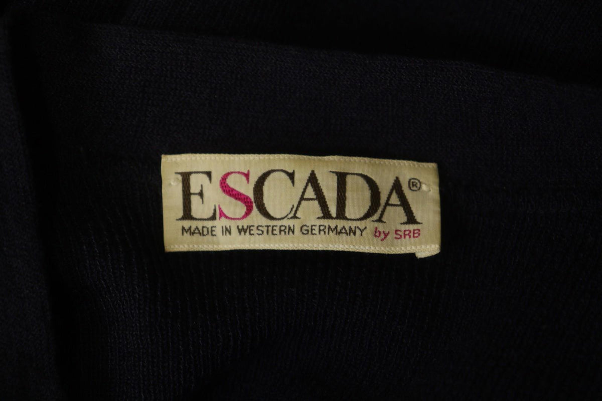 ESCADA Navy Wool Tight Kint Raglan Sleeve V-Neck Button Front Cardigan – Size 40