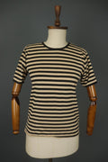 MARIMEKKO Beige and Black Striped Short Sleeve Crew Neck Top Blouse – Size S / M