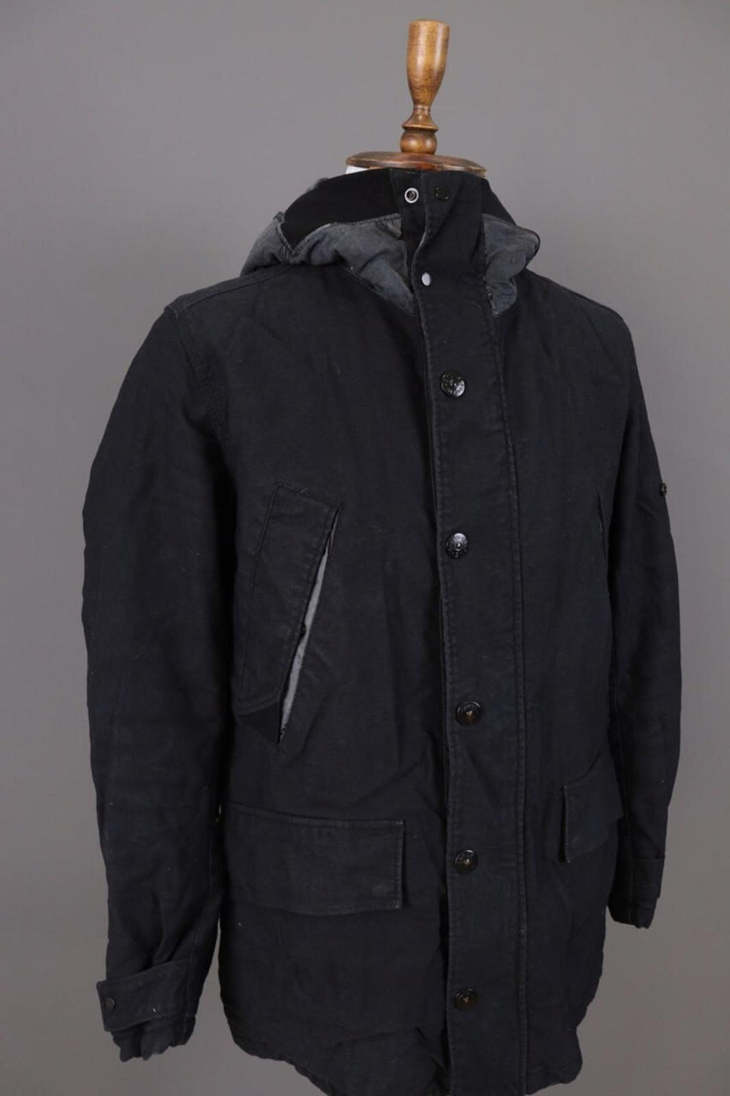 STONE ISLAND Blue Wool Multipockets Cago Hooded Full Zip Jacket – Size L