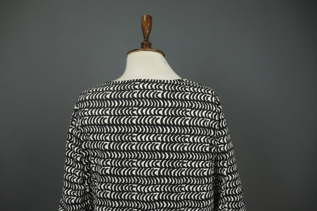 MARIMEKKO PERETTA SESLONKI Black White Geometric Round Neck Tunic Dress S/M