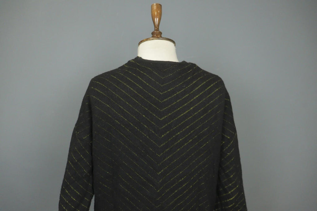 GUDRUN SJODEN Black Geo Print Wool Blend Casual Open Front Knit Long Coat – Size S