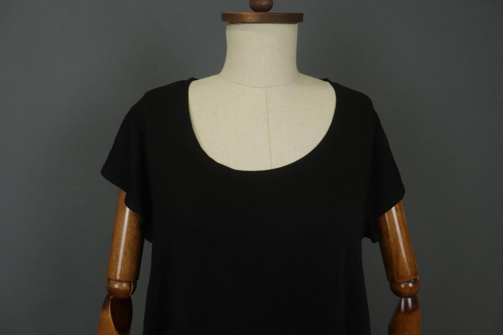 GUDRUN SJODEN Black Lyocell Short Sleeve Round Neck Pullover Blouse Top – Size L