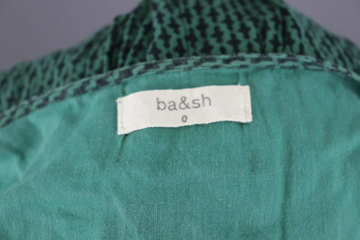 BA&SH Tanja Green Lagenlook Relaxed 3/4 Sleeve Blouson Dress – Size 0 / XS