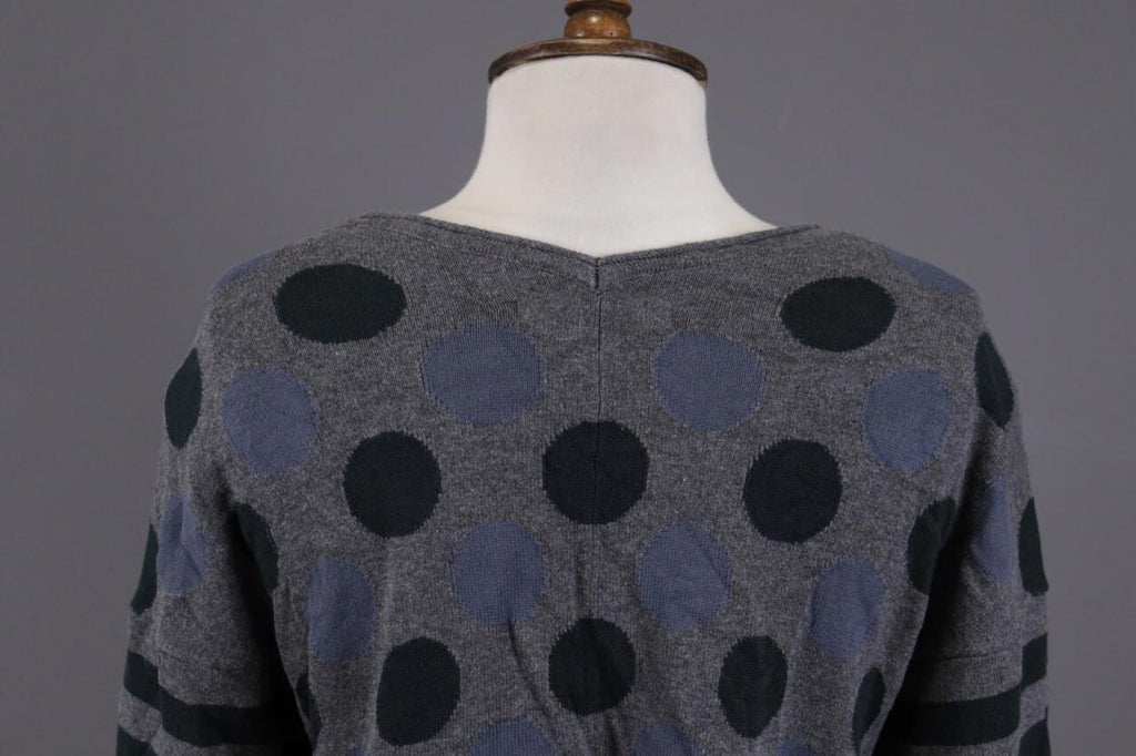 GUDRUN SJODEN Gray Dotted Striped Cape Wrape Knit Cardigan Sweater – Size L