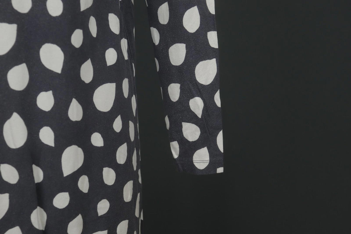 MARIMEKKO Gray White Polka Dot Viscose Long Sleeve Pullover Shift Dress – Size M