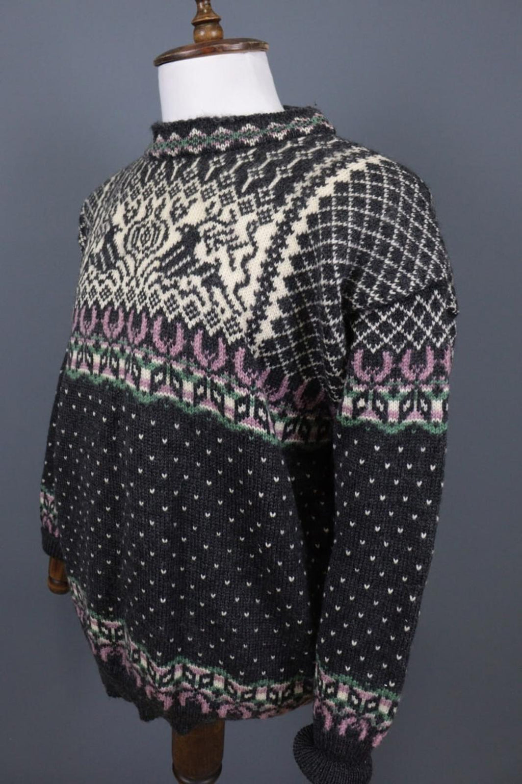 DALE OF NORWAY Black Deer Fair Isle Wool Knit Ski Sweater – Size XXL / 2XL