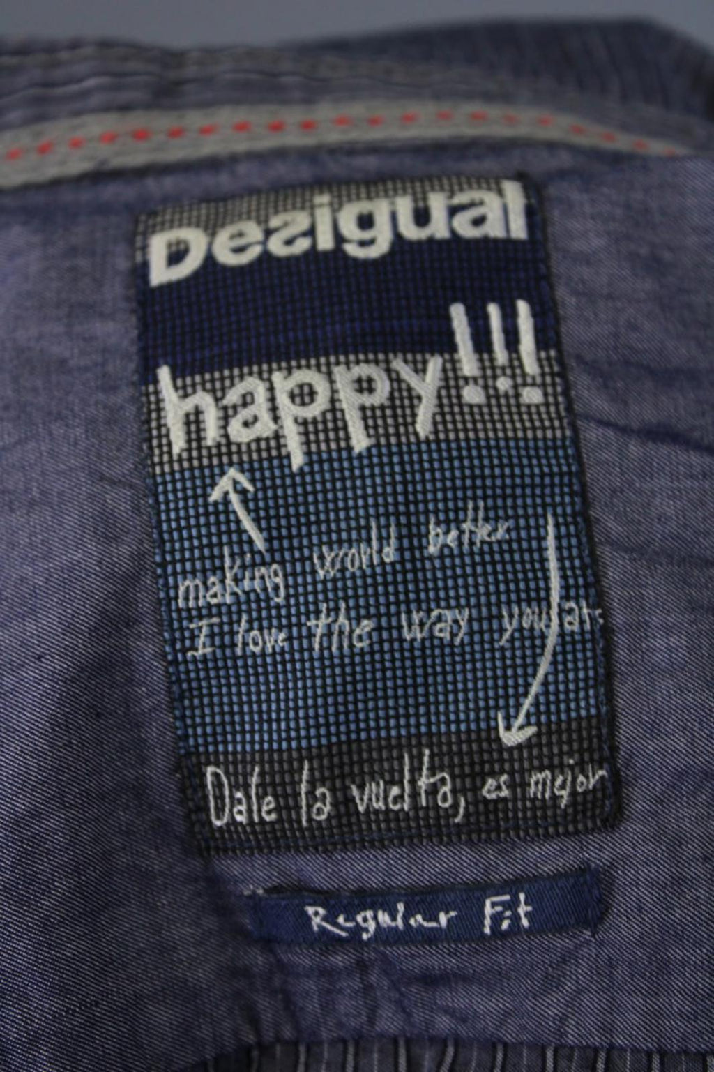 Desigual Blue White Striped 100%Cotton Regular Fit Long Sleeve Shirt Top – Size M – Used