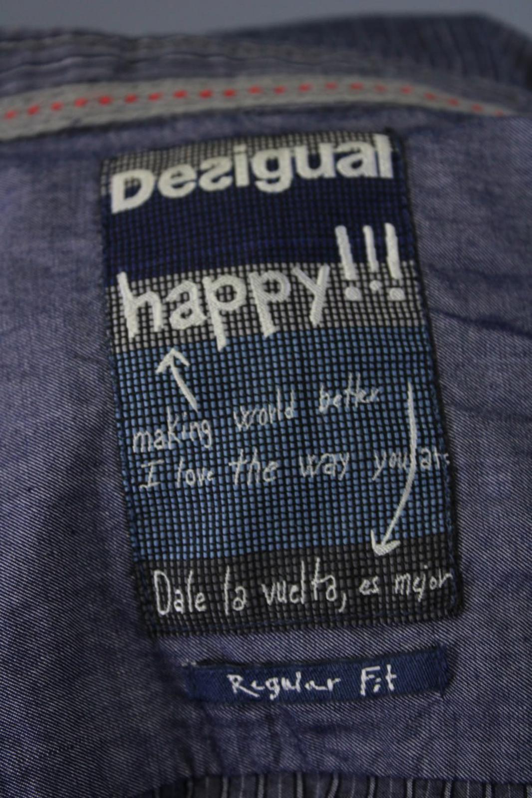 Desigual Blue White Striped 100%Cotton Regular Fit Long Sleeve Shirt Top – Size M – Used