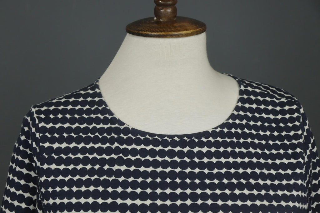 MARIMEKKO LEVOLLINEN RASYMATTO Black White Polka Dot Pullover Shift Dress Sz XS