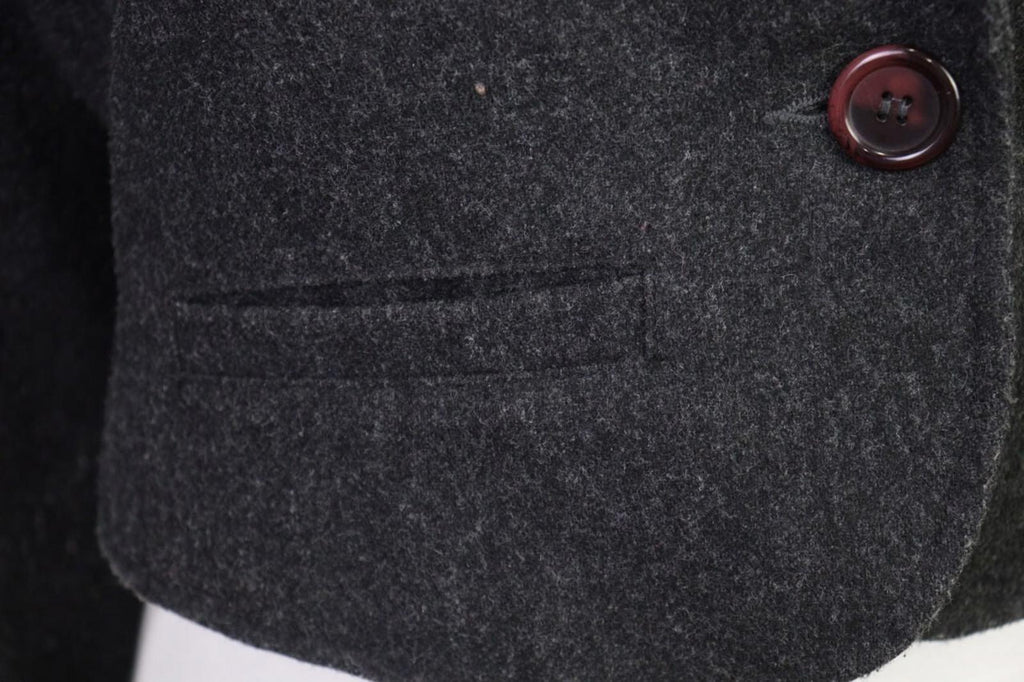 KENZO JUNGLE Gray One Button Knit Cropped Blazer Jacket