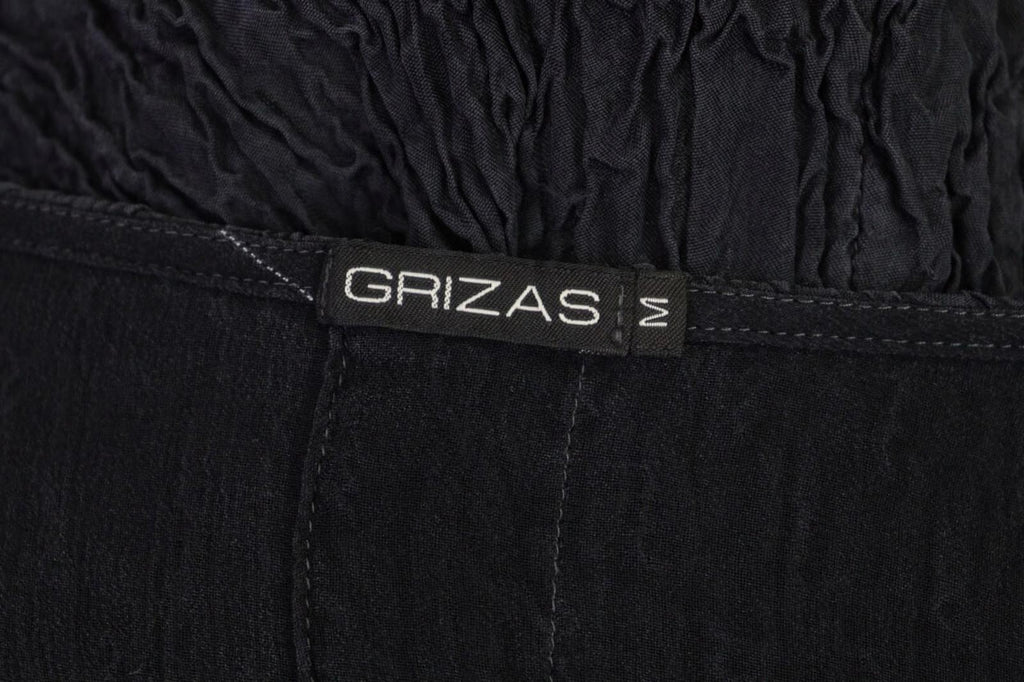 GRIZAS Black Textured Silk Lagenlook Tunic Midi Dress – Size M