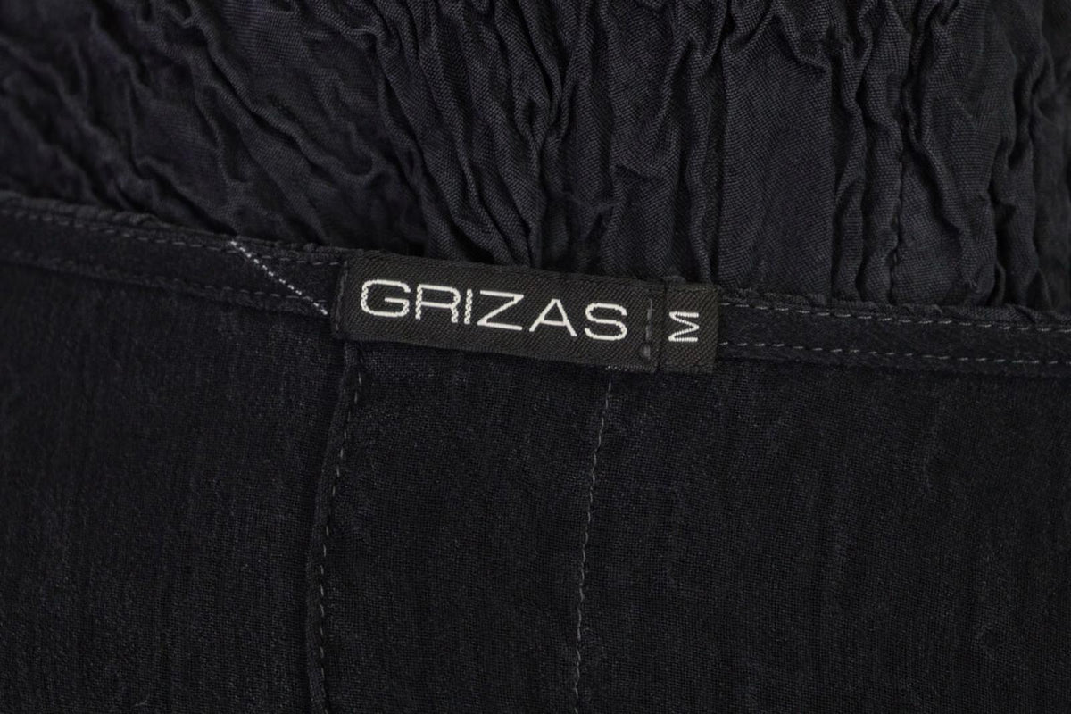 GRIZAS Black Textured Silk Lagenlook Tunic Midi Dress – Size M