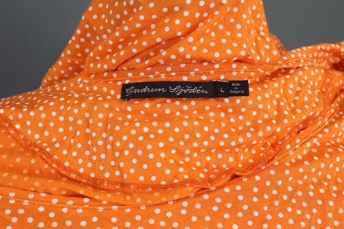 GUDRUN SJODEN Orange Dotted Oversized Sleeveless A-Line Shirt Dress – Size L