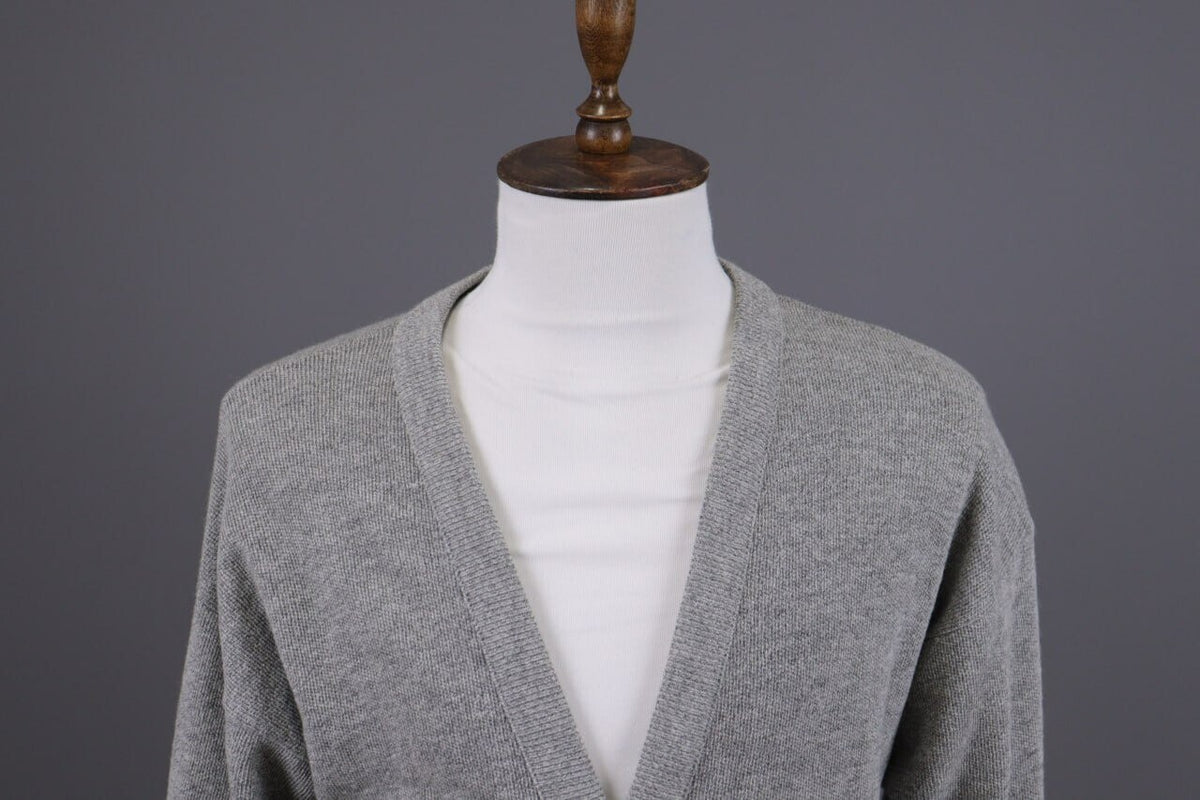 Lacoste Gray Wool Button Down V-Neck Cardigan Sweater – Size 4 / M