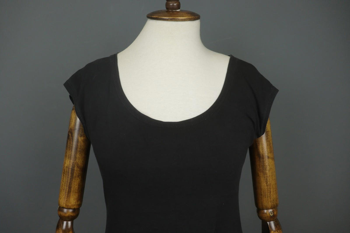 GUDRUN SJODEN Black Cotton Short Sleeve Scoop Neck Pullover Shift Dress – Size M