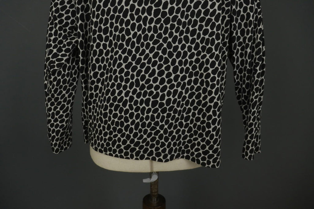 GUDRUN SJODEN Black & White Cotton Long Sleeve Round Neck Blouse Top – Size XL