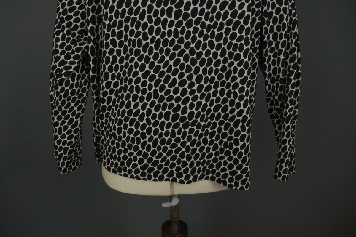 GUDRUN SJODEN Black & White Cotton Long Sleeve Round Neck Blouse Top – Size XL