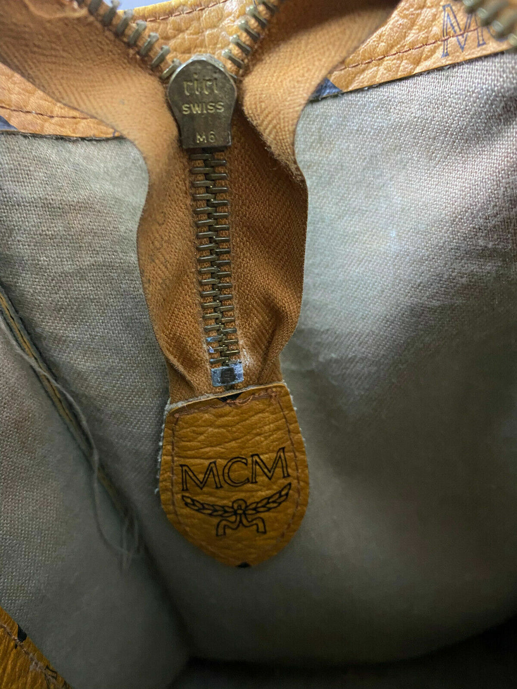 MCM Brown Leather Monogram Logo Tote Bag Shoulder Bag – Women's