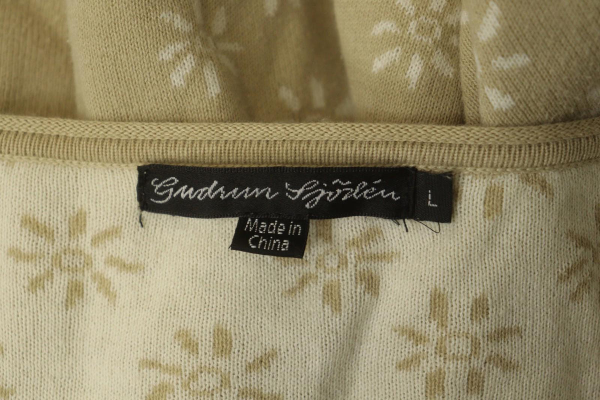 GUDRUN SJÖDEN Beige Floral Long Sleeve Button Front Cardigan Sweater – Size L