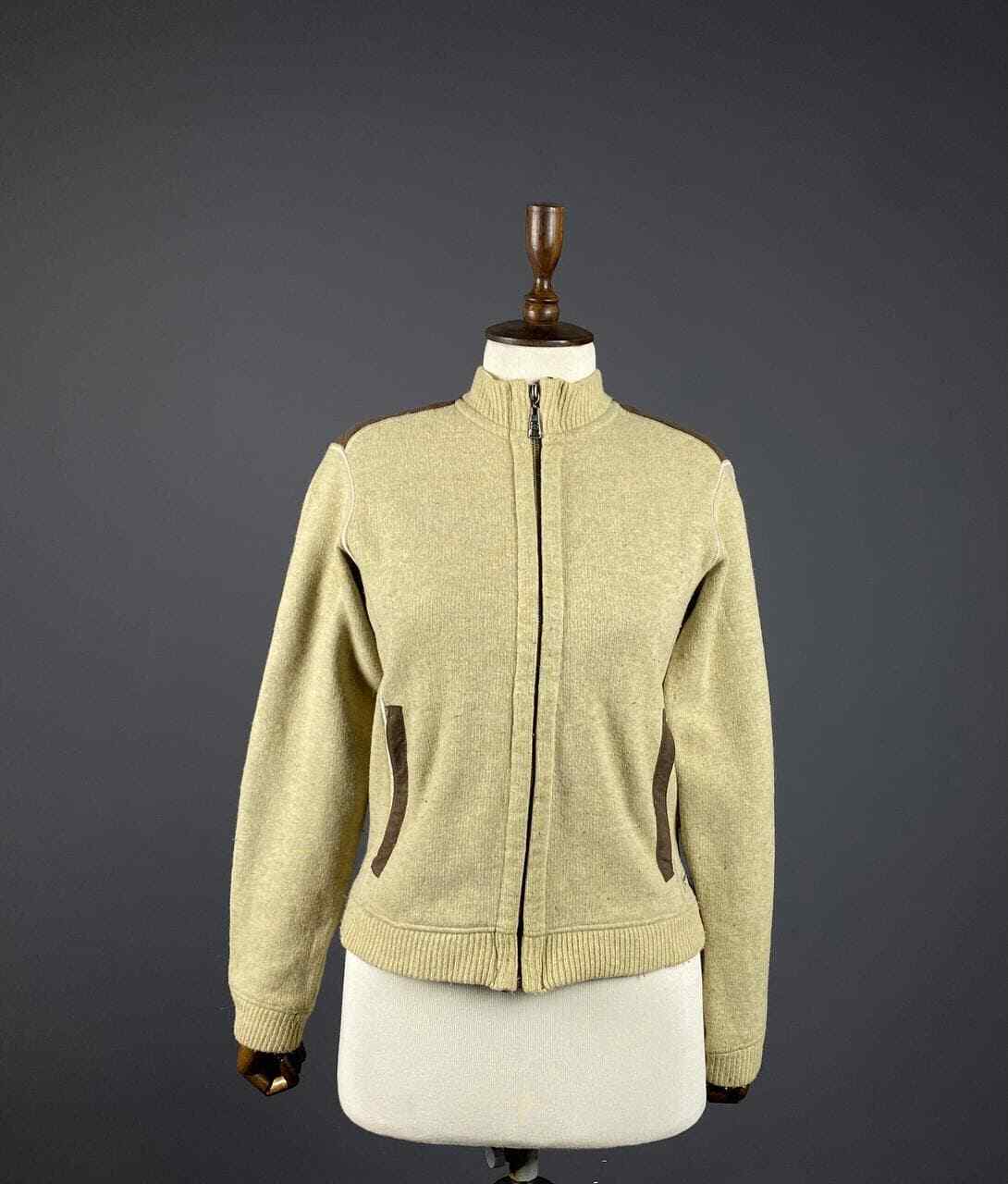 Patagonia USA Beige Wool Full Zip Winter Fleece Sweater – Women's M