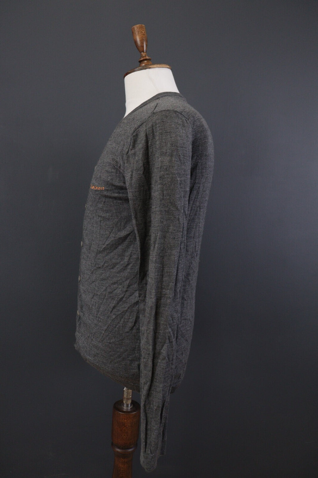 Nudie Jeans Co Gray V-Neck Classic Men's Cardigan Sweater – Size L