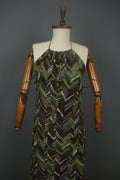 MAX MARA Multicolor Geometric Silk Halter Neck Sleeveless Midi Dress – Size 40