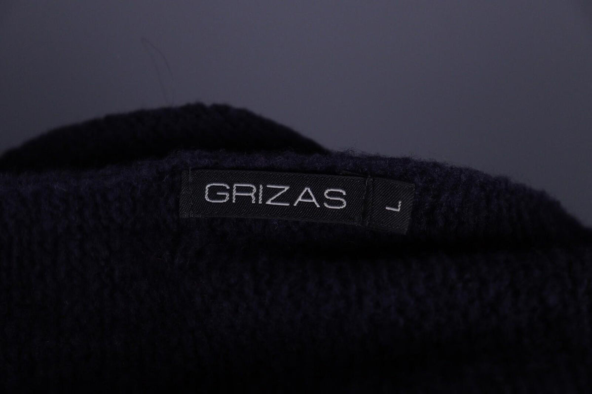 GRIZAS Black Wool Crochet Knit Oversized Boyfriend Sweater – Size L