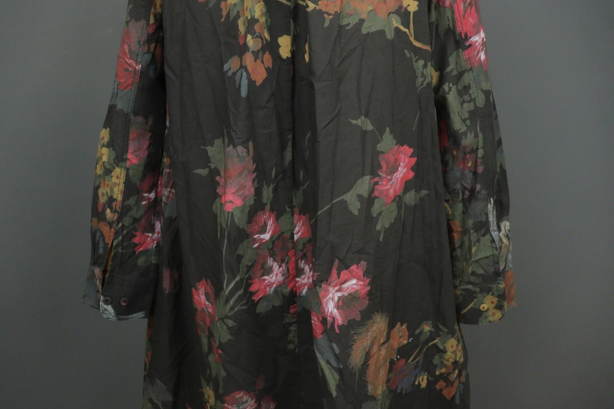 HANNES ROETHER Multi Floral Cotton Long Sleeve Button Front Shirt Dress – Size S