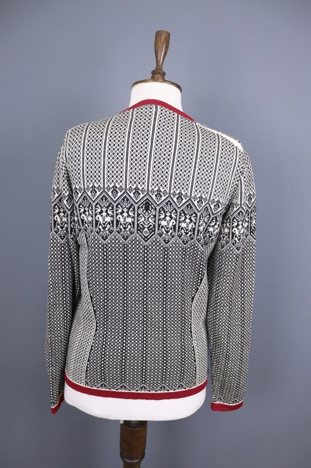 DALE OF NORWAY Multi 100% Wool Fair Isle Knit Crew Neck Full Zip Sweater – Size L