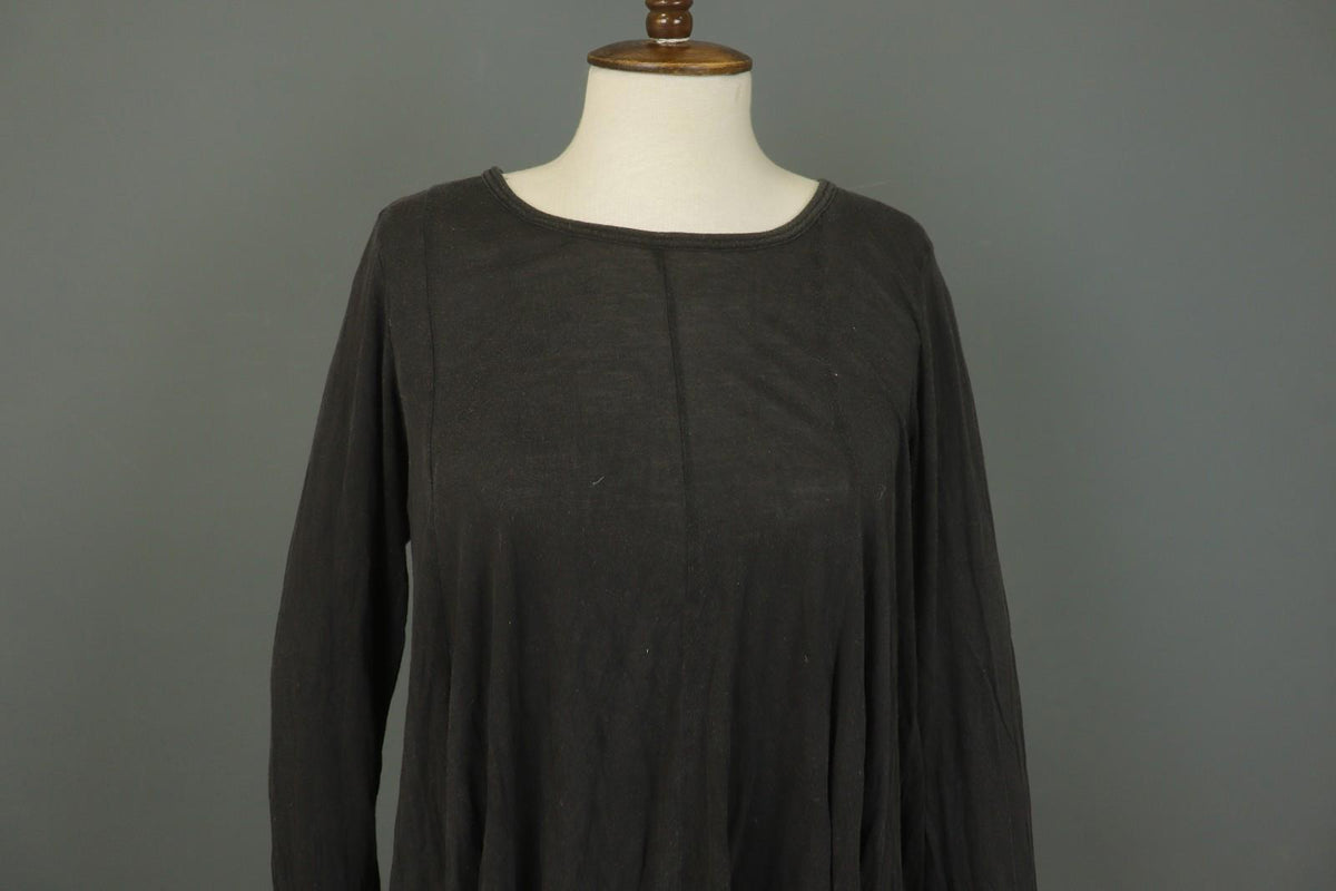 RUNDHOLZ Black 100% Lyocell Long Sleeve Round Neck Pullover Shift Dress – Size M