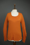 GUDRUN SJODEN Orange Modal Stretch Slim Fit Long Sleeve Pullover Blouse Top Sz M