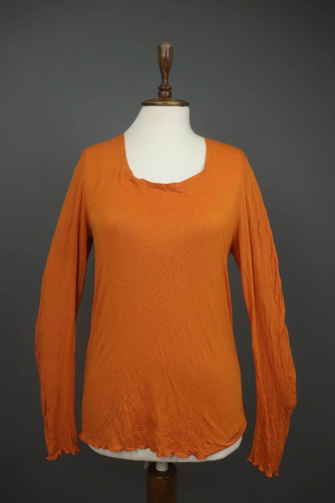 GUDRUN SJODEN Orange Modal Stretch Slim Fit Long Sleeve Pullover Blouse Top Sz M