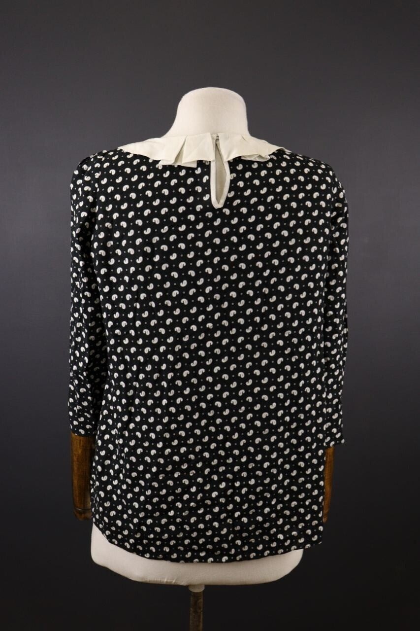 Claudie Pierlot Black White 3/4 Sleeve Lagenlook Blouse Shirt – Size 38