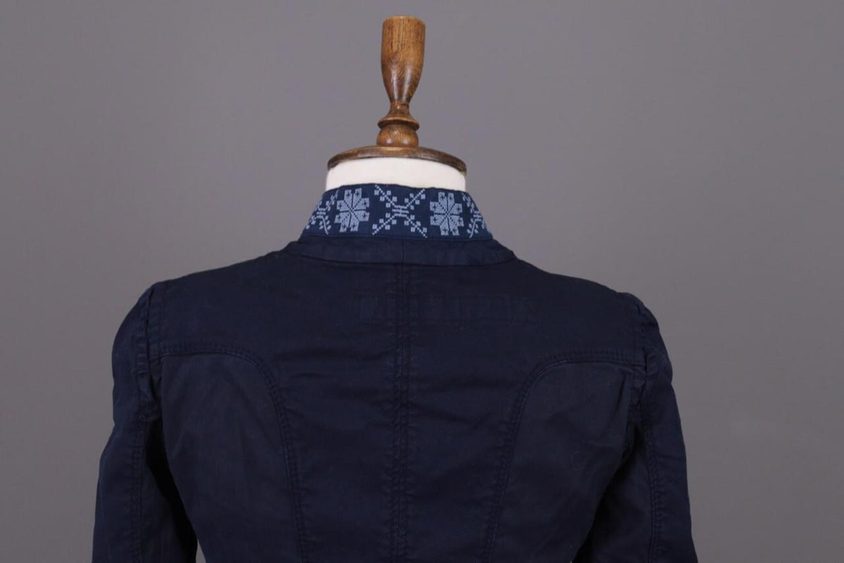 HIGH USE Jacket Navy Blue Denim Double Breasted Lightweight – Size US 6