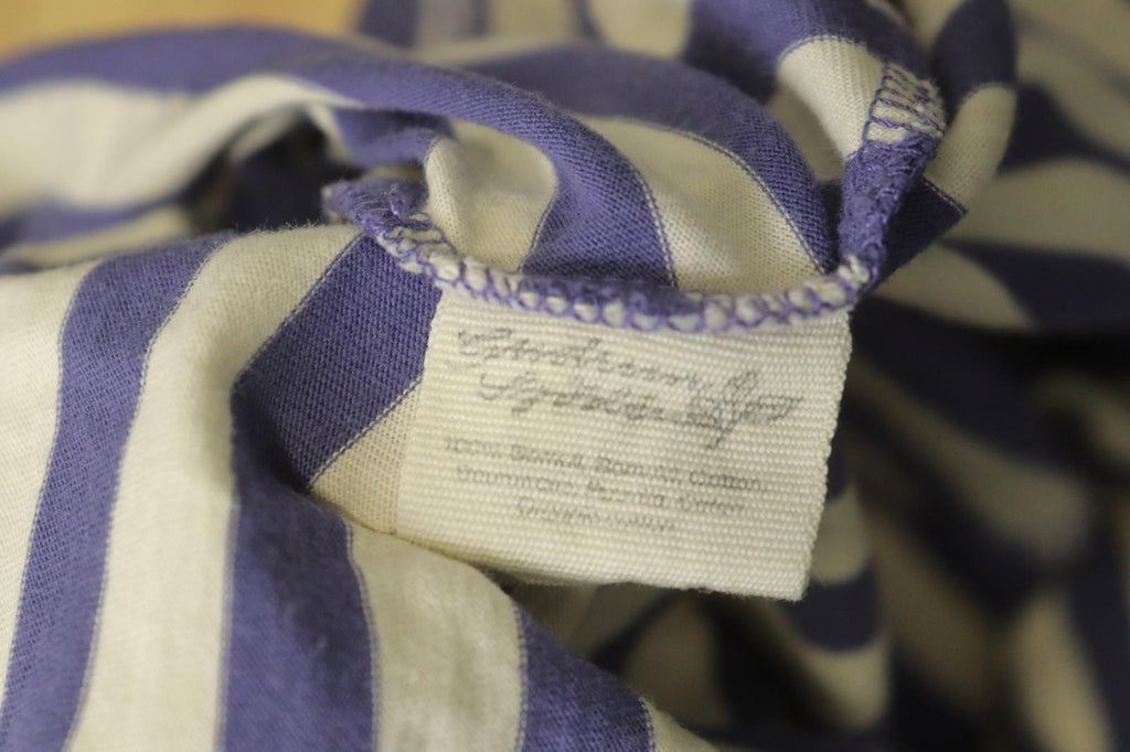GUDRUN SJODEN Purple White Striped Cotton Crew Neck Pullover Shirt Top – Size XS