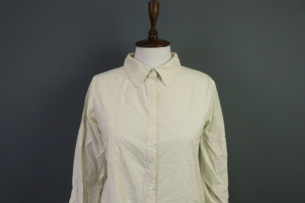 EWA I WALLA Beige 100%Cotton Casual Long Sleeve Button Front Shirt Dress – Size XS