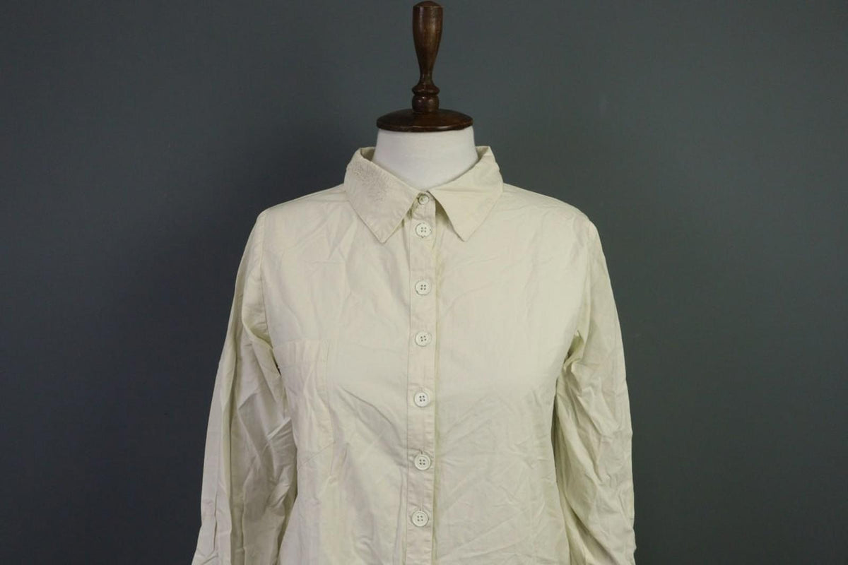EWA I WALLA Beige 100%Cotton Casual Long Sleeve Button Front Shirt Dress – Size XS