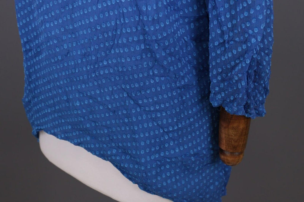 GRIZAS Blue Silk Textured Lagenlook 3/4 Sleeve Blouse Tunic – Size XS