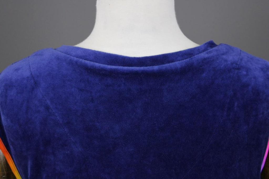 GUDRUN SJODEN Blue Velour Oversized Sleeveless V-Neck A-Line Midi Dress – Size L