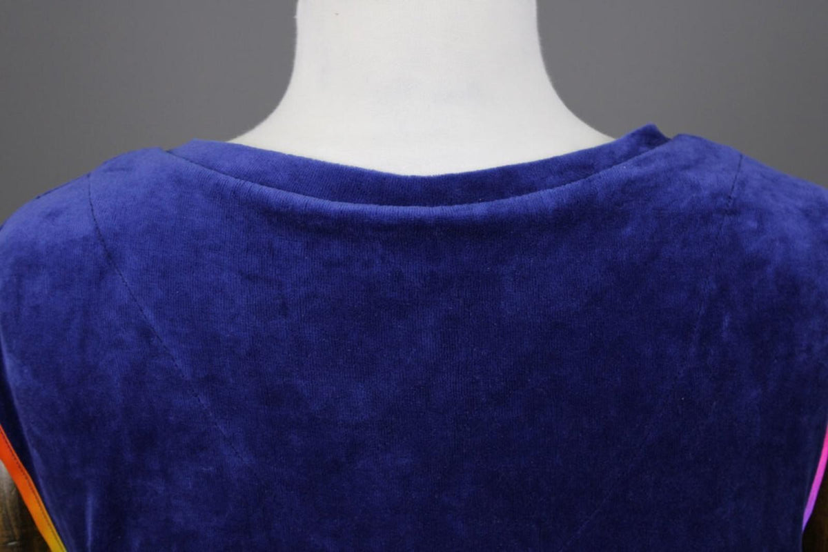 GUDRUN SJODEN Blue Velour Oversized Sleeveless V-Neck A-Line Midi Dress – Size L