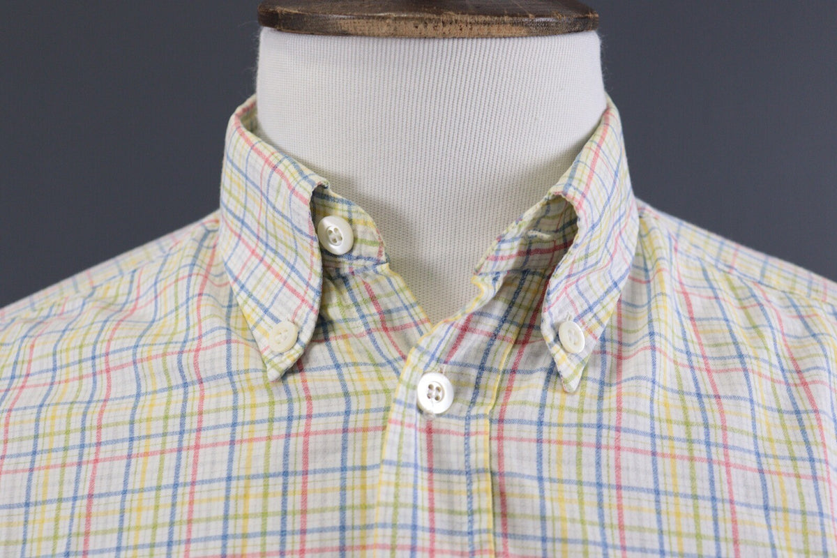 Zegna Sport Soft Multicolor Check Oxford Long Sleeve Button Down Shirt – Size M 3