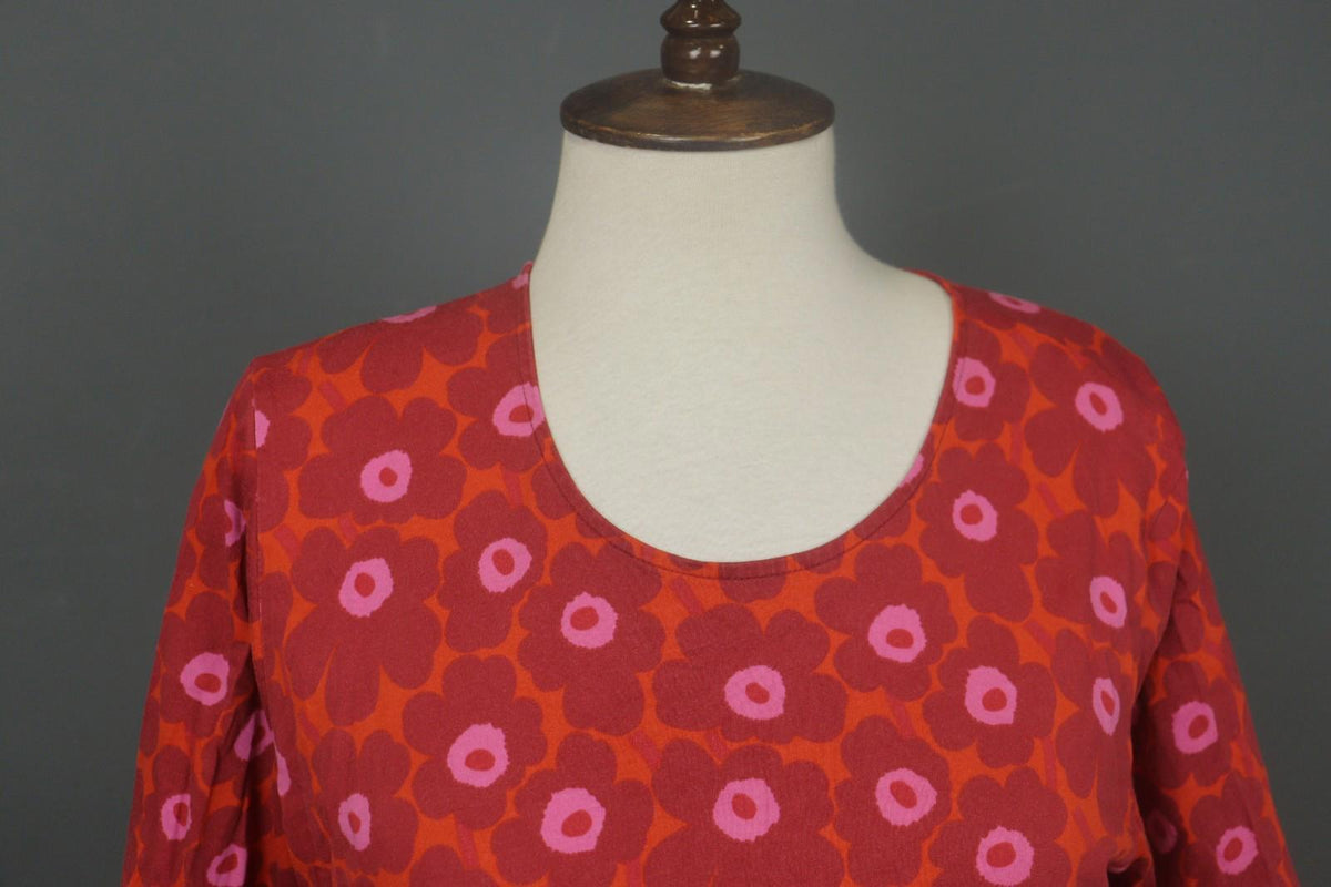MARIMEKKO Aretta Unikko Multi Floral 3/4 Sleeve Round Neck Sheath Dress – Size M