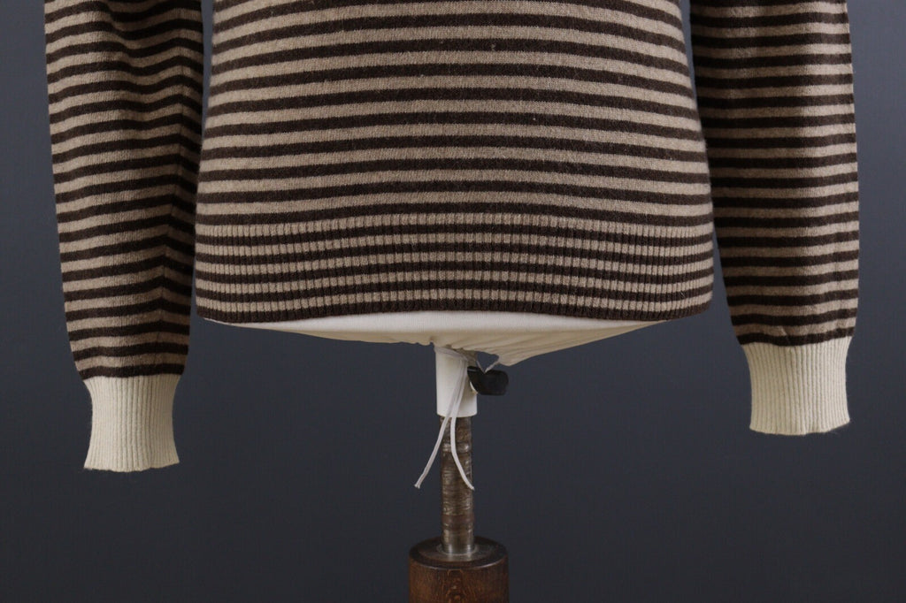 La Martina Brown Stripe Wool Brown Men's Crew Neck Sweater – Size M