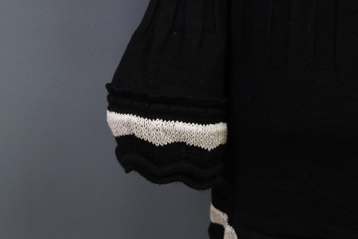 ELISA CAVALETTI Sono Italiano Black Knit A-Line Ultra Long Sleeve Dress