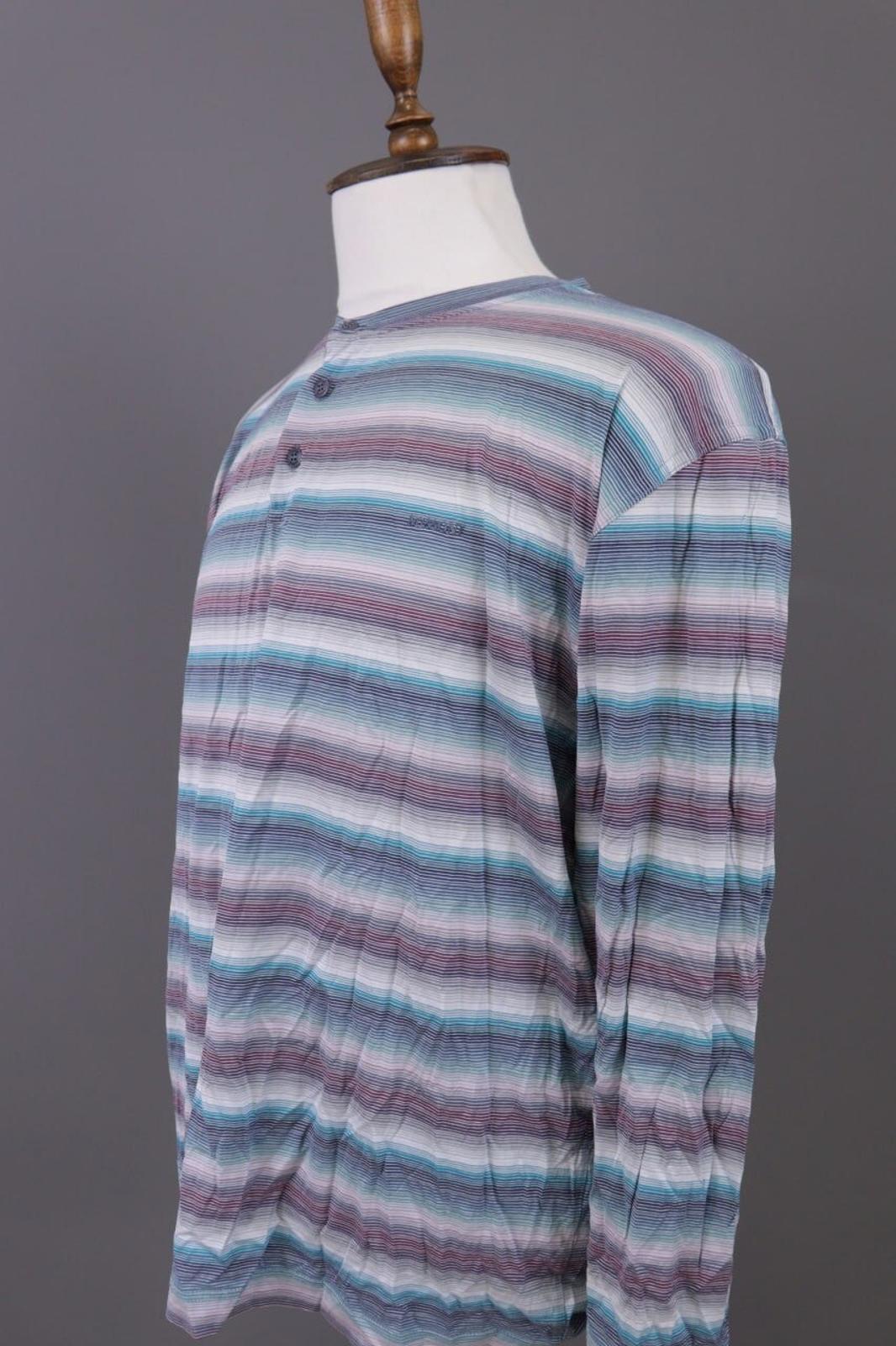 MISSONI UOMO Multicolor Striped Henley Knit Sweater – Size 54